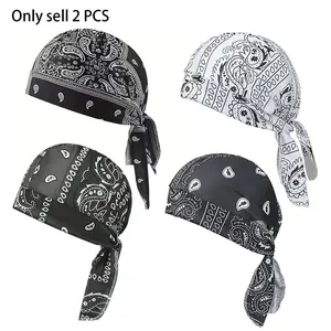 2 PCS Cooling Headscarf Cap, Breathable, Adjustable Straps, Helmet Liner Motorcycle Cycling Cap Do Rag Headwrap for Men and Women