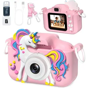 Kids Camera Toys for 3-12 Year Old Girls Boys,Children Digital Video Camcorder Camera, Upgrade Kids Selfie Camera, HD Kids Digital Video Cameras for Toddler with Cartoon Soft Silicone Cover