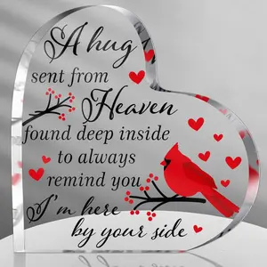 Here with You, Always - Red Cardinal Acrylic Table Centerpiece Gift for Remembrance and Sympathy