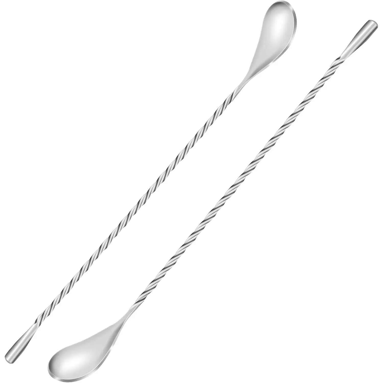 2 count 12 Inch Bar Mixing Spoon  Spoon Stainless Steel Bar Long Spoon With Spiral