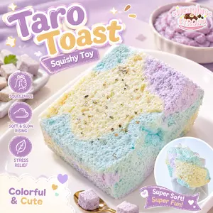 [Yuyu's Squishy World] Dopamine Toast - Taro Paste QQ Toast Handmade taba squishies / Food Grade Silicone, Fidget Toys, Taba Squishy, ​ ​ Dopamine Toast 207g, Gift for Boys and Girls, Stress Relief Model Anxiety Bag Set Artificial Popit