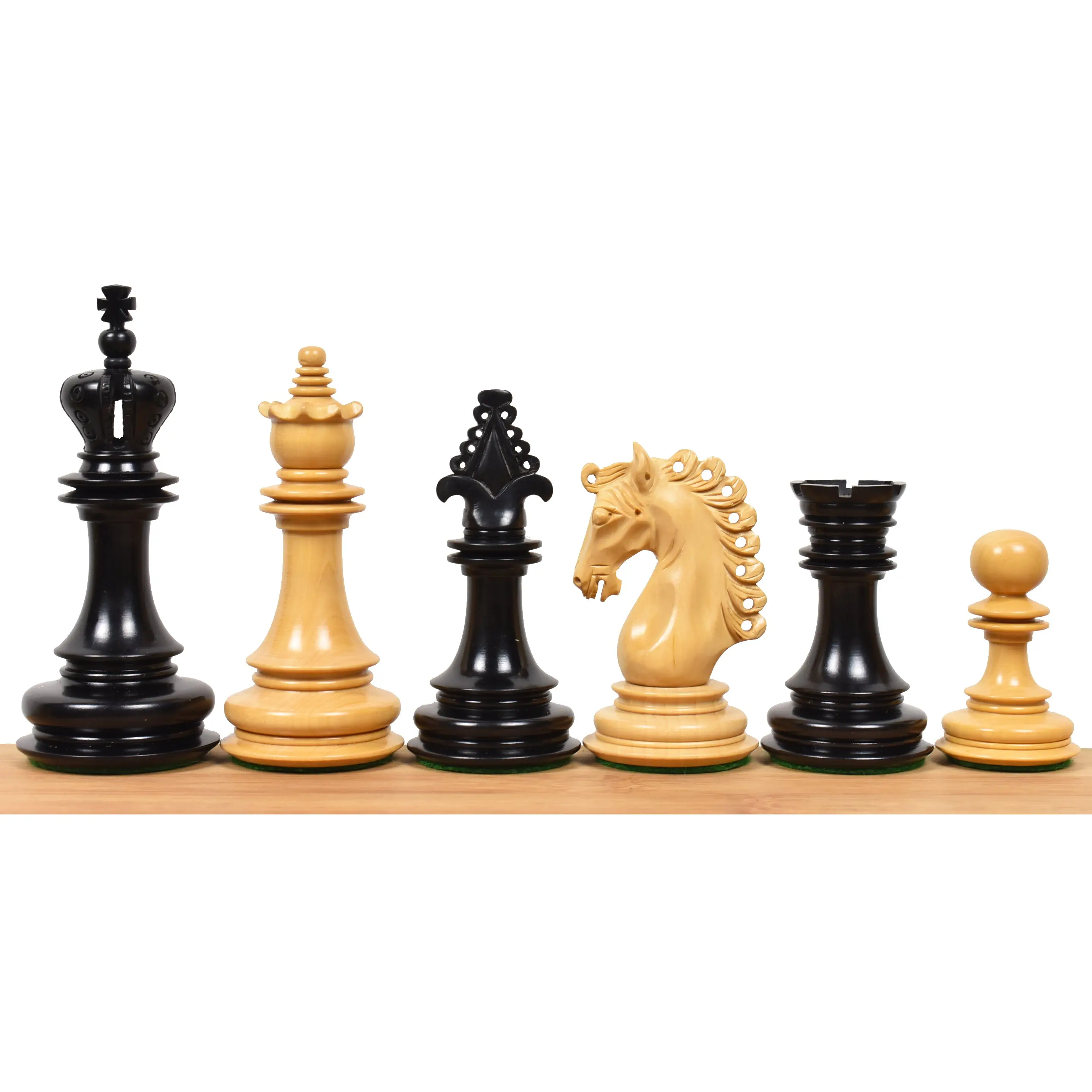 Slightly Imperfect 4.5" Carvers' Art Luxury Chess Set - Chess Pieces Only - Triple Weighted Ebony Wood