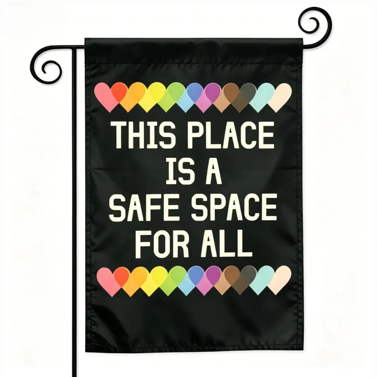 "This Place Is A Safe Space For All" Inclusive Garden Flag, 12x18 Inch Kindness Yard Decor