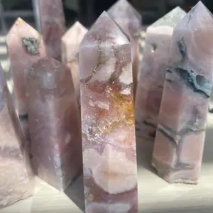 3 Piece Pink Amethyst/Flower Agate Crystal Set