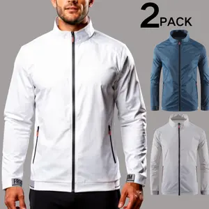 Men’s Stand Collar Zip-Up Sports Jacket Two-Piece Set Breathable Casual Outerwear