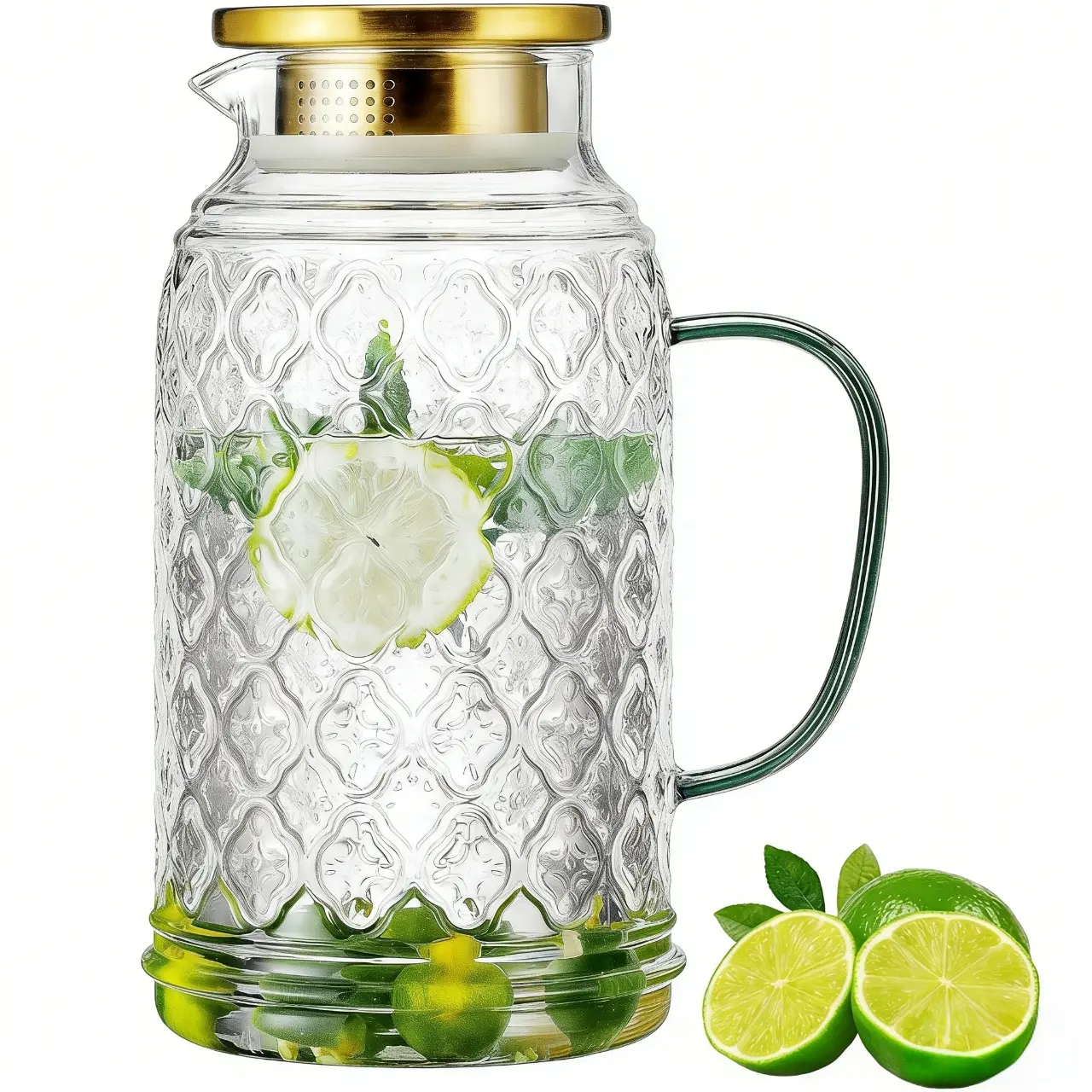 Vintage Glass Pitcher with Lid, 2 PACK 68 oz Glass Pitcher, Borosilicate Glass Water Carafe for Cold Brew, Coffee, Lemonade, Iced Sun Tea,Beverage, Milk, Drinkware