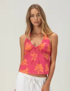 FULL TILT Hibiscus Womens Halter Top