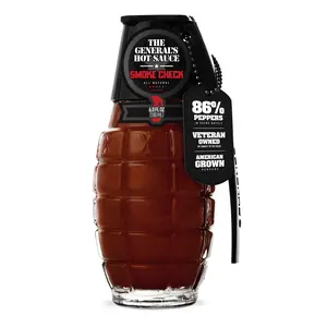 The General’s Hot Sauce Smoke Check 6oz Grenade-Shaped Bottle – All-Natural Smoked Pepper Hot Sauce, Spicy Flavor, Veteran-Owned