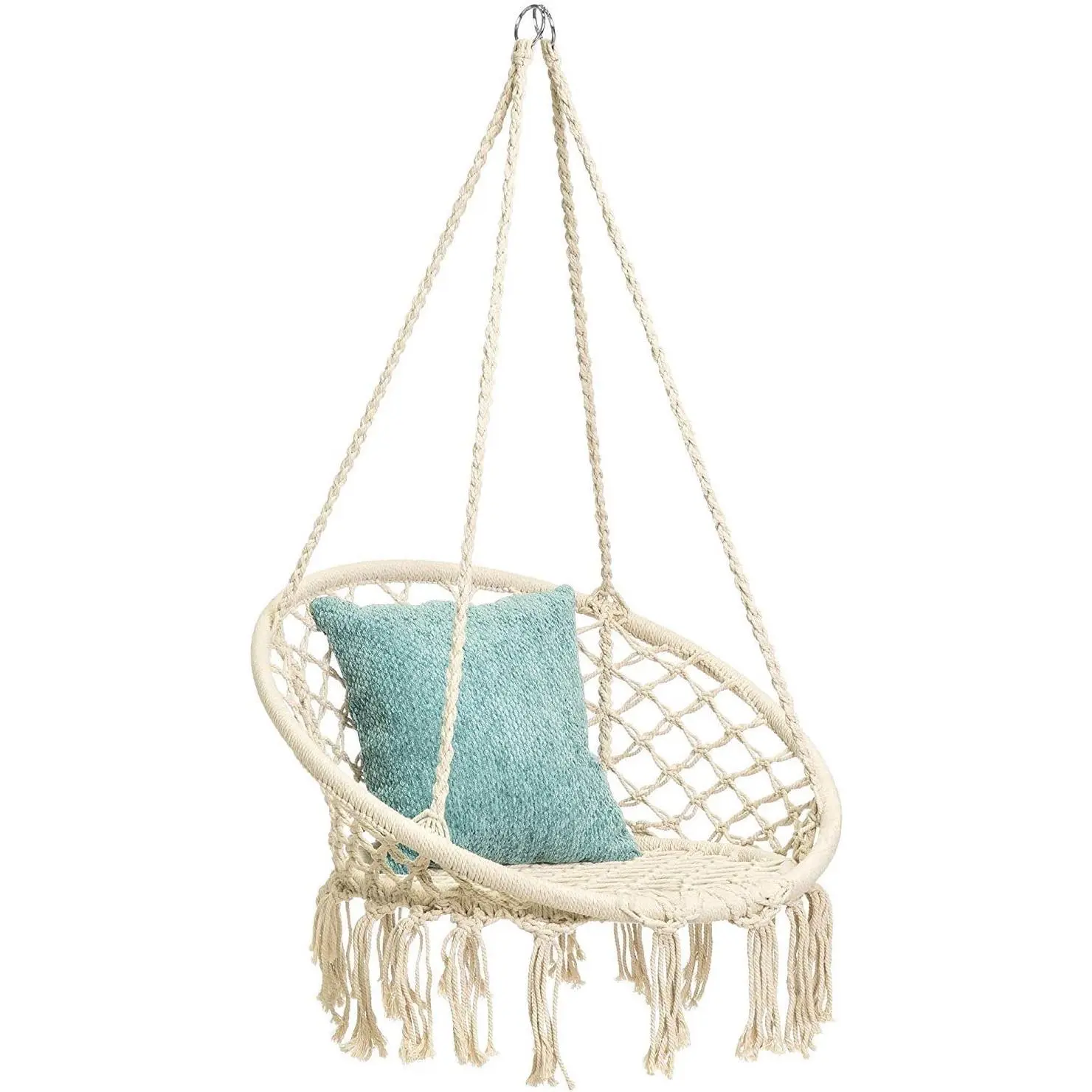 Hammock Swing Chair for 2-9  ,Handmade Knitted Macrame Hanging Swing Chair for Indoor,Bedroom,Yard,Garden- 230 Pound Capacity - 25.59" L x 18.11" W x 34.25" H
