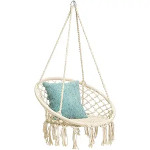 Hammock Swing Chair for 2-9  ,Handmade Knitted Macrame Hanging Swing Chair for Indoor,Bedroom,Yard,Garden- 230 Pound Capacity - 25.59" L x 18.11" W x 34.25" H