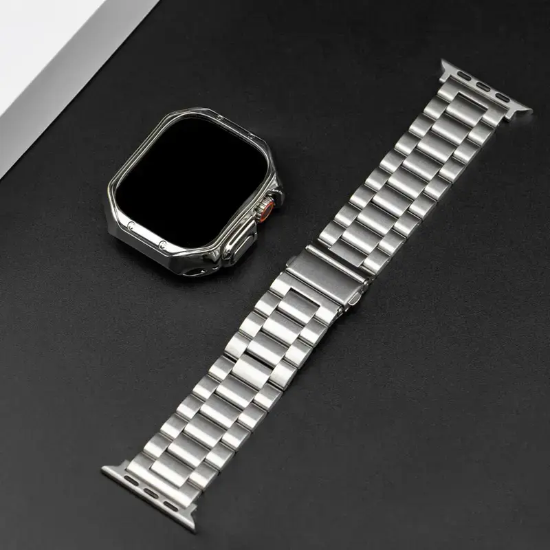Protective Case & Stainless Steel Buckle Strap Compatible with Apple Watch Ultra & Series 11–6, Durable Electroplated TPU Cover, Metal Replacement Wristband, Smartwatch Accessory