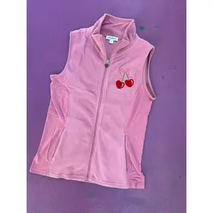 Cherry Bow Embroidered Rose Blush Vest