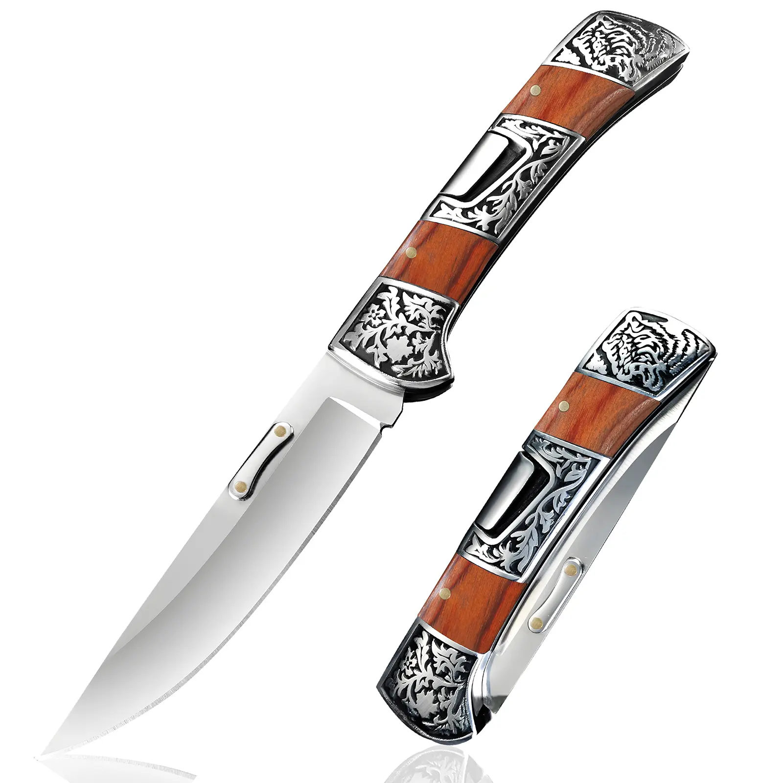 4-in-1 Multi-Functional Stainless Steel Kitchen Knife - Vintage Handle, Thick Ergonomic Grip, High Hardness Straight Blade, Rustproof, Scratch Resistant, Light Easy Cutting, Durable Home Cooking Essential, Quick Fruit Slicer, Ideal Father's Day Gift