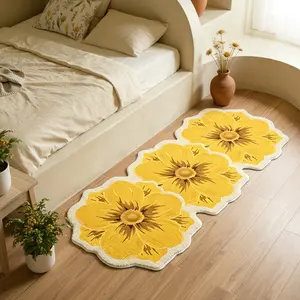 Flower Shape Rug, Long Strip Bedside Mat, Floral Design, Floral Shaped Rug, Soft Comfortable Irregular Bedroom Rug, Thick Fashion Decorative Floor Mat, Home Decorative Rug