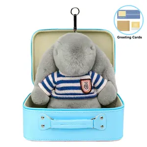 BunnyLulu 13'' XL Fluffy&Puffy Plush Bunny Keychain with Custom Makeup Box Fun Christmas & Anxiety Relief Gift for Kids Children Adults Delightful Thoughtful Present