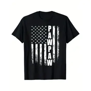 Pawpaw Patriotic T-Shirt - 100% Cotton, American Flag Design with "PAW" Text, Ideal Father's Day Gift for Men & Women, Casual Black Tee, Sizes S-XXXL, Casual Wear |   Bold Graphic Tee |   Machine Washable soft Round Neck Crewneck