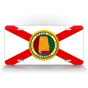 SignsAndTagsOnline State of Alabama Flag License Plate AL Home State Flag Flag Auto Tag 'Bama State Silhouette