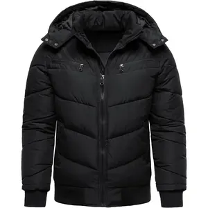 Men’s Winter Coats Windproof Thicken Padded Parka Warm Puffer Jackets with Removable Hood