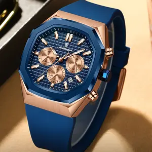 Men's Watch with Multifunction Dial (Date/Calendar), 3 Sub-Dials, Analog Wristwatch & Silicone Strap - Suitable for Back to School, Christmas Gifts, Everyday Use & Special Occasions - Durable Movement