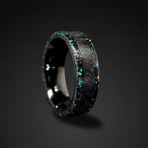 Forged Carbon Fiber Band Opal Ring Opal Wedding Band Fire Opal Ring