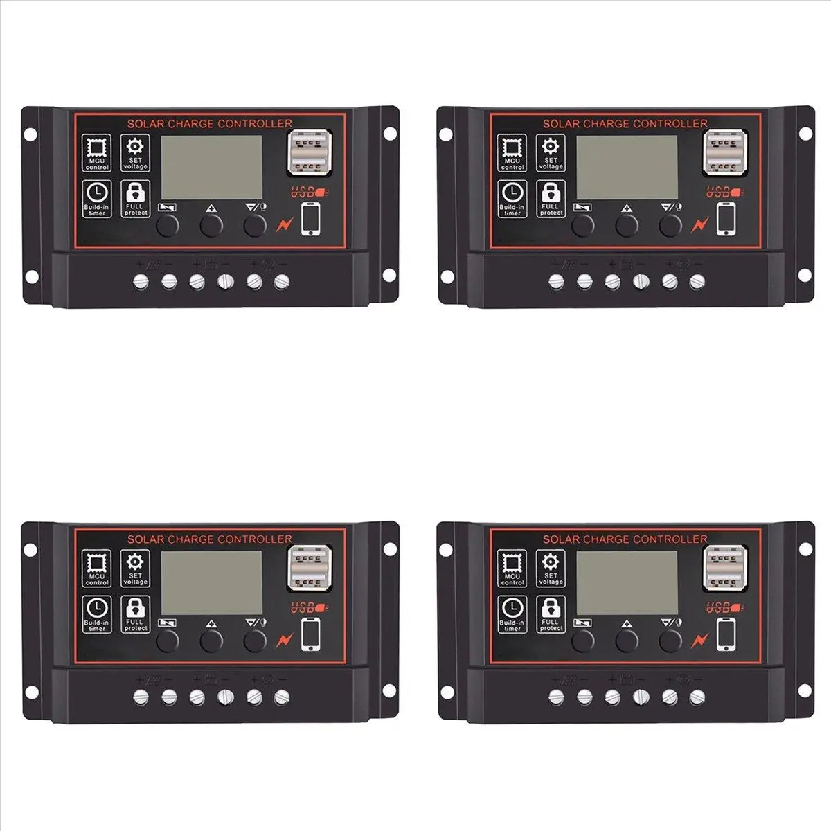 4X 100A Solar Charge Controller Solar Panel Controller 12V 24V LCD Display Solar Panel Battery Regulator with USB Port