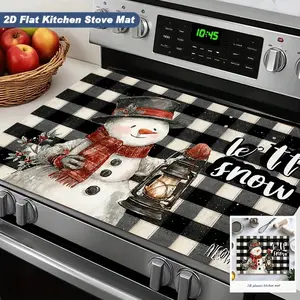 Christmas Snowman Kitchen Heat Resistant Mat, Plaid Non-Slip Oven Pad, Holiday Decor Table Mat, Placemat, Durable and Stylish Jit