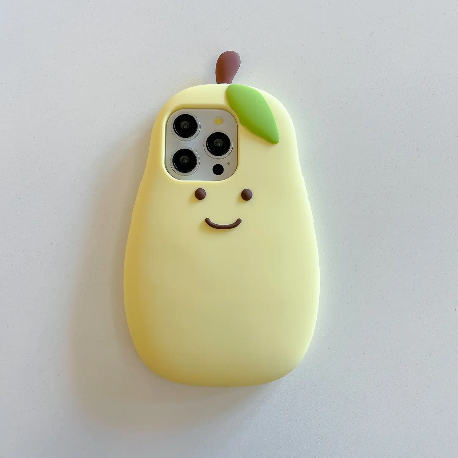 3D Cute Smiling Pear Silicone iPhone Case