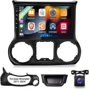 Rimoody 2+64G Android Car Radio for Jeep Wrangler 2011 2012 2013 2014 with Carplay and Android Auto 10.1 inch Touch Screen Car Stereo, HiFi Audio/Bluetooth/WiFi/GPS +AHD Backup Camera fathersdaygift