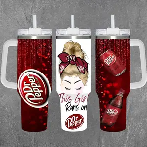 [Dr Pepper] “This Girl Runs On Dr Pepper” 20oz & 40oz Tumbler With Handle – Anime Gaming Stainless Steel Cup, Insulated Iced Coffee Mug, Cute Soda Lover Drinkware With Straw, Reusable Iced Coffee Mug, Trendy Beverage Gift For Women And Collectors