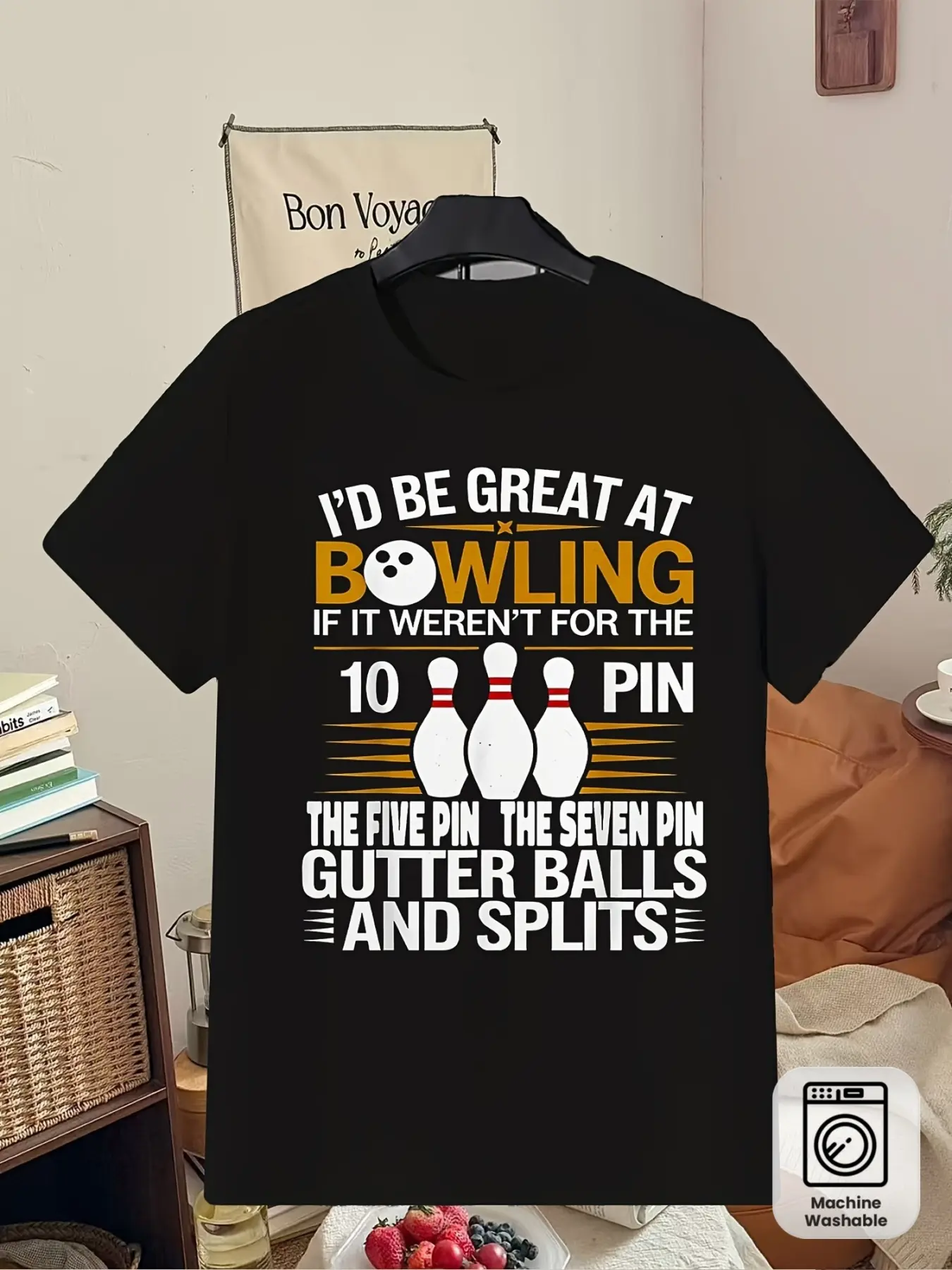 Men's Funny Bowling Humor T Shirt Classic Retro St unisex soft cotton short sleeve t shirt, vintage graphic casual tee for men women teens, perfect birthday holiday gift for camping travel gym daily street  wear