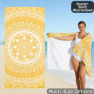 Base Mandala Totem Beach Towel, Soft Absorbent Skin-Friendly, Boho Pattern, Durable Fade-Resistant, Ideal for Beach & Pool Parties