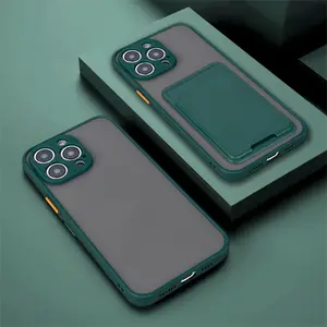 Minimalism Design Handy Phone Case with Card Slot, 1 Count Durable Anti-drop Shockproof Phone Protective Cover, Fashion Phone Accessories Compatible with iPhone Series