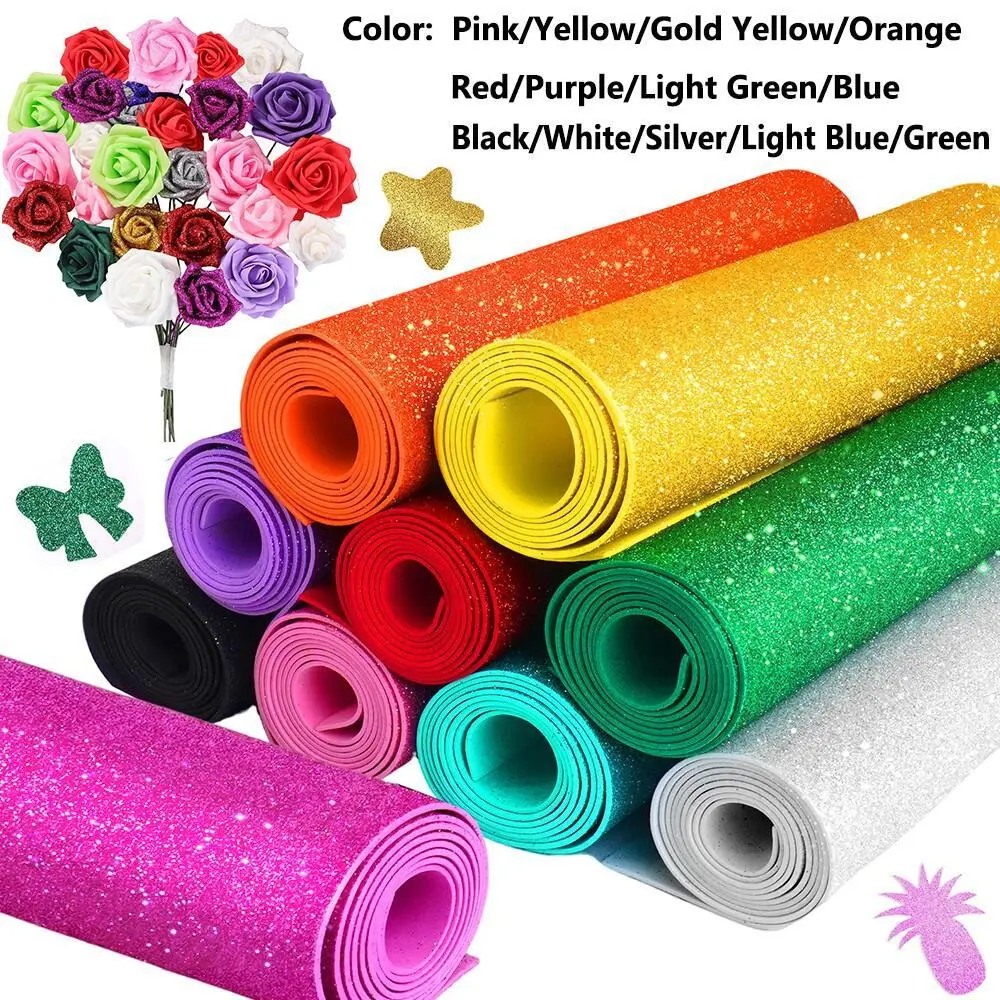 SKYPRO Glitter EVA Foam Sheets (15.75in x 23.62in/40cm x 60cm) - Sparkle Foam Sheets for Paper Christmas Decor, Classroom DIY Crafts