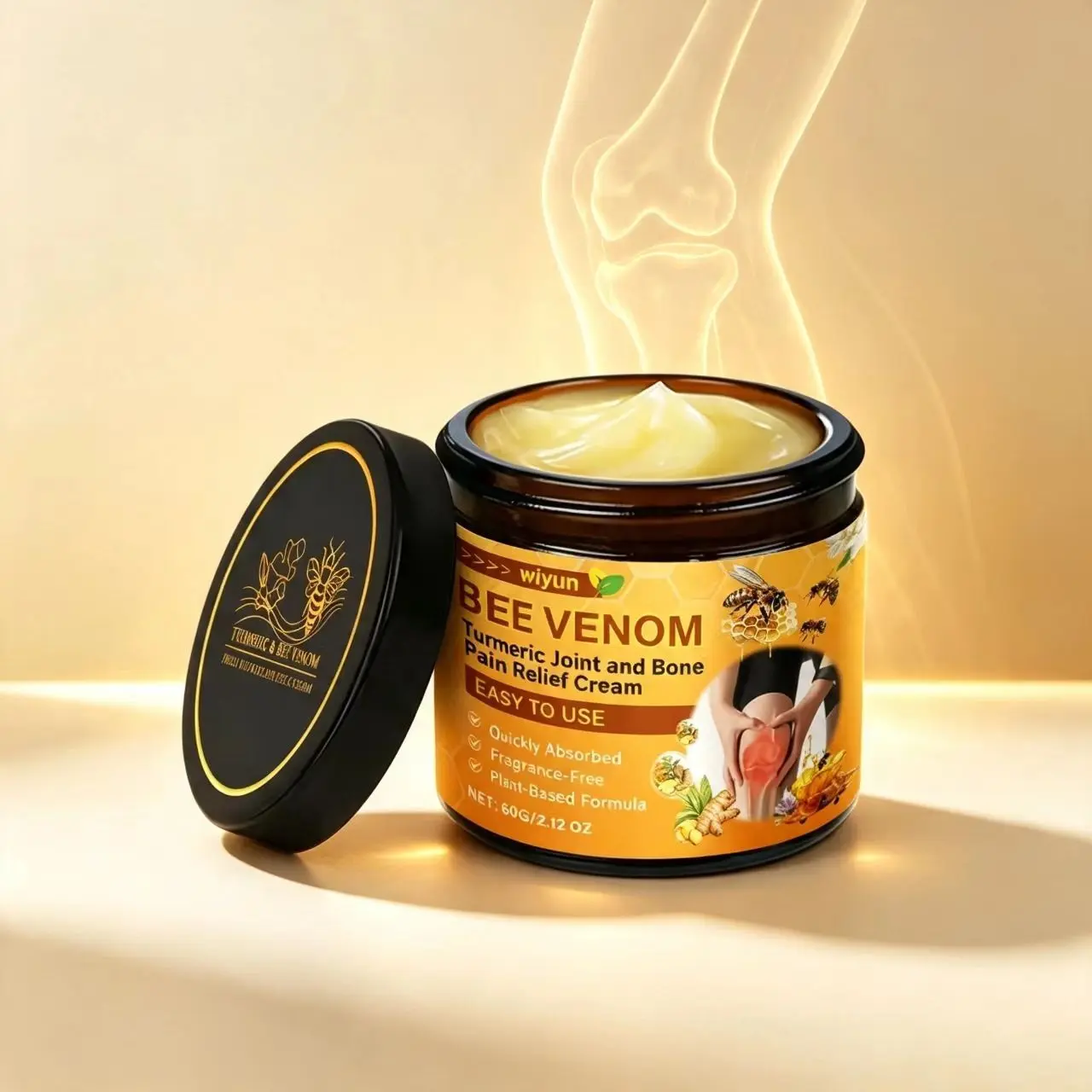 Natural Bee Venom Joint Relief Cream (60g) - Soothing Topical Apply Body Moisturizer for Neck, Lower Back Pain Relief