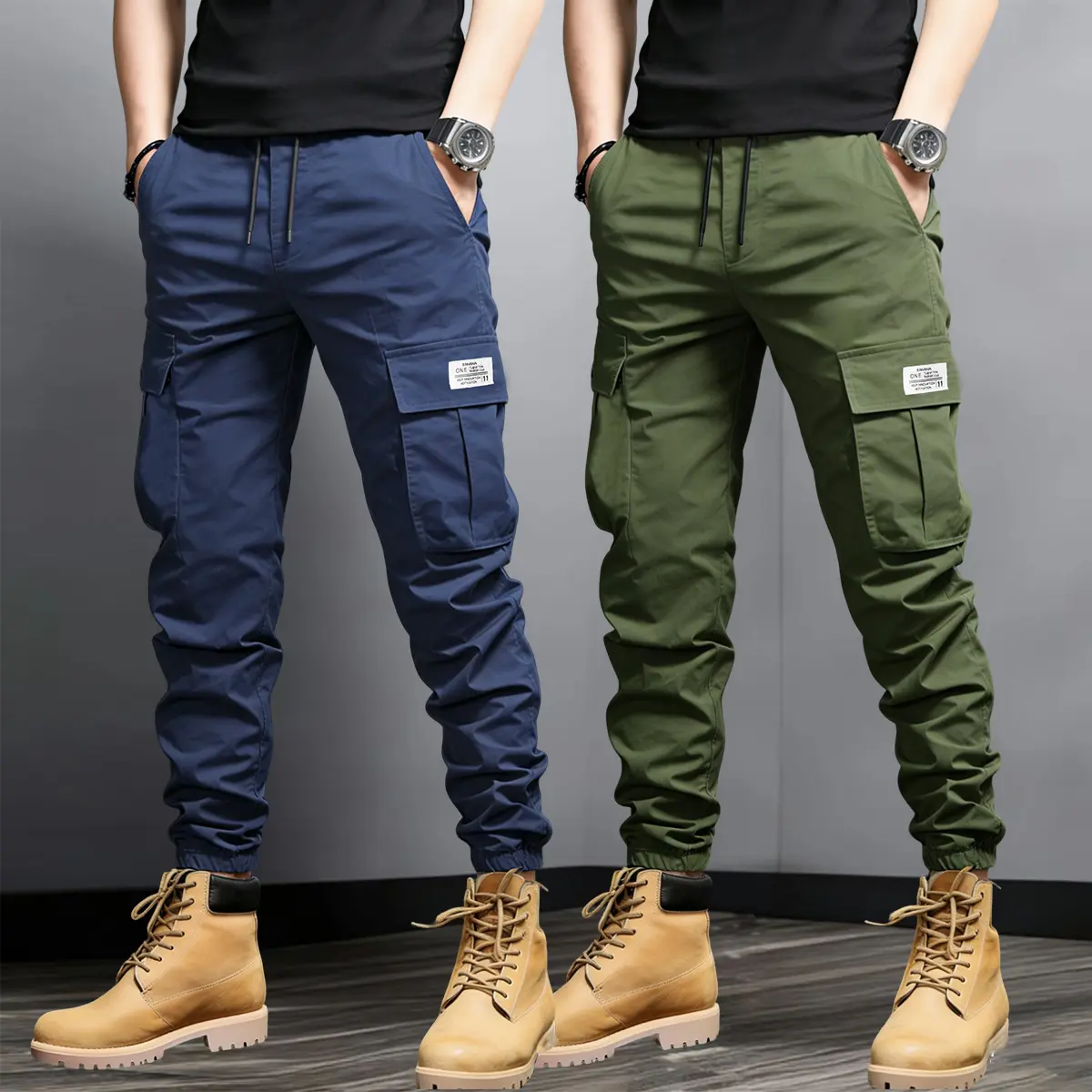 Dark blue + army green