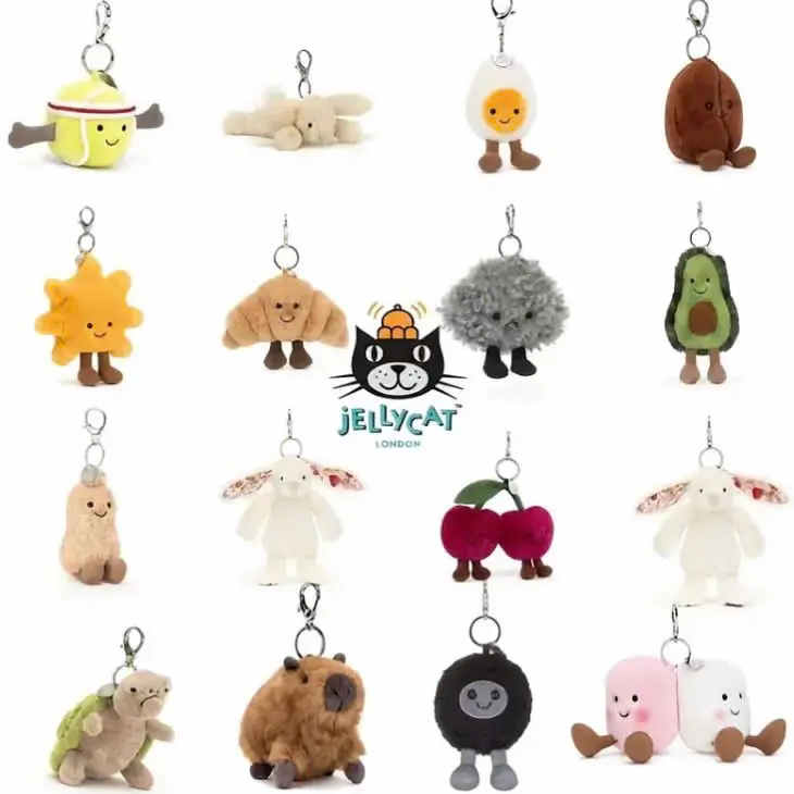Jellycat Mini Plush Keychain - Soft Kawaii Plush Charm, Cute Cuddly Toy Bag Accessory, Perfect Gift Idea for Collectors, Friends & Plush Fans