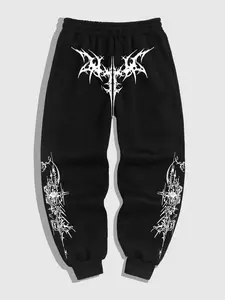 Men's Gothic Style Letter Print Sweatpants, Regular Fit Casual Comfy Jogger Pants for Daily Wear, Men's Trousers for All Seasons, Stylish Soft Joggers