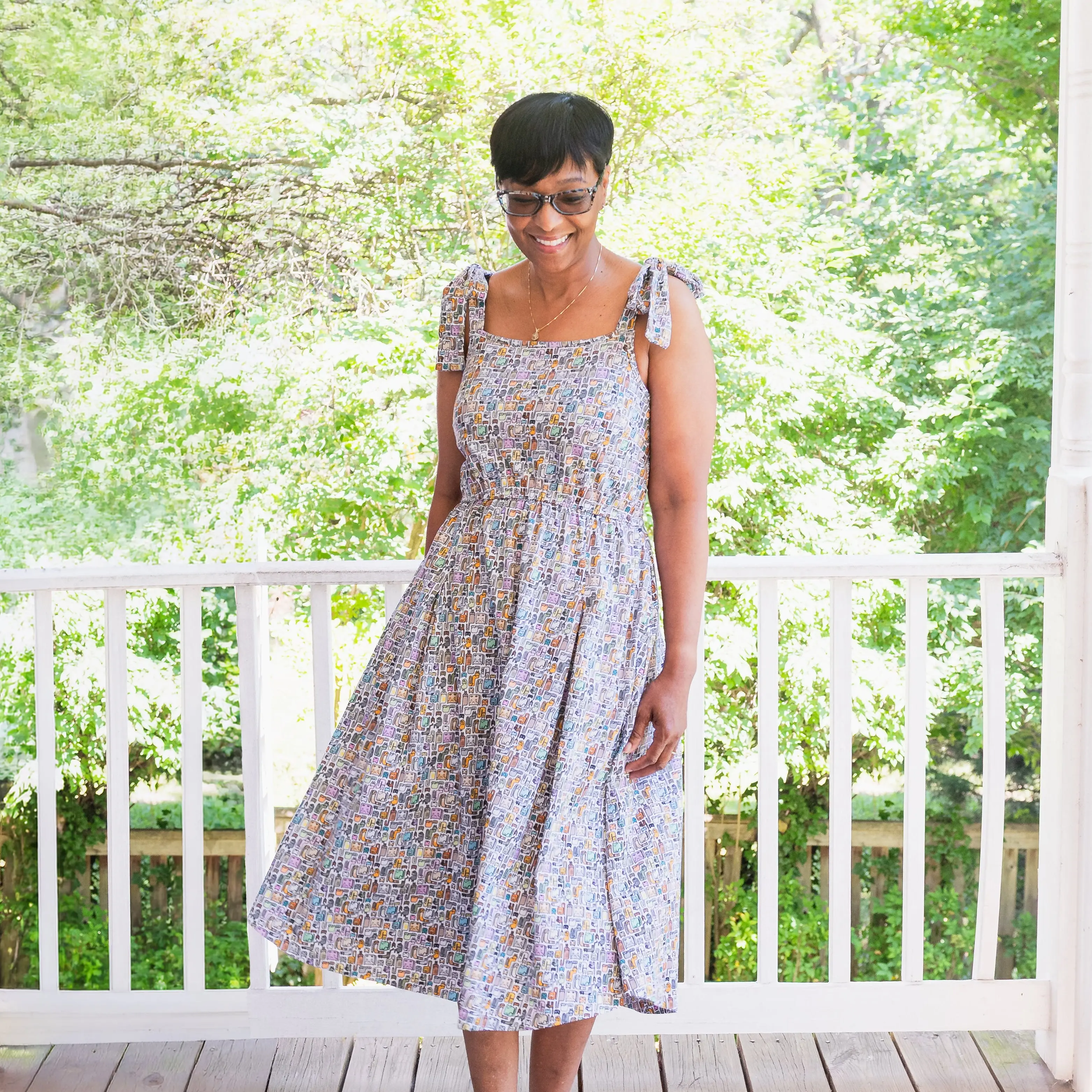 Cat Puzzle Dress with Pockets