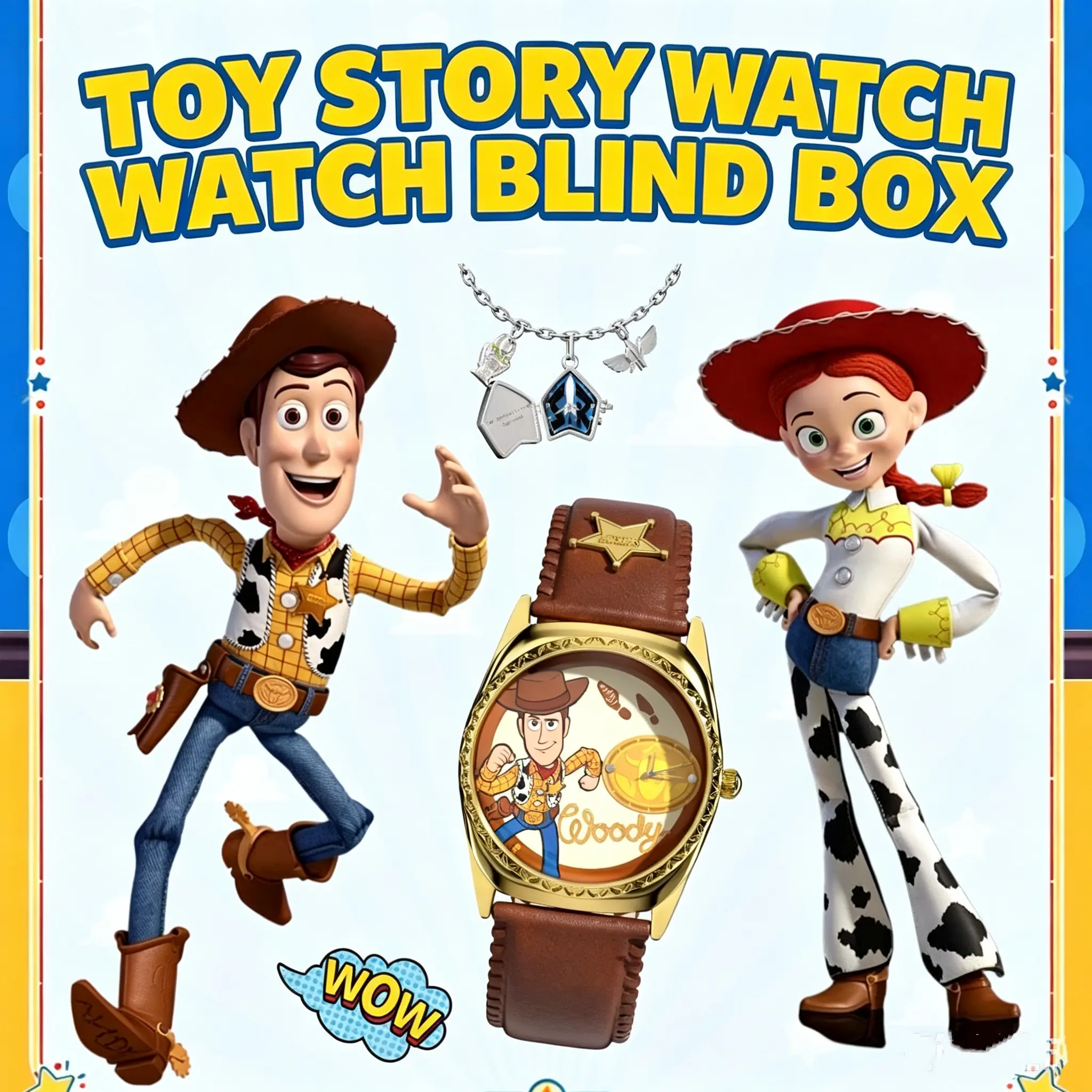 Disney Toy Story Collectible Blind Box Watch, Lightweight Analog Style with Colorful Soft Strap, Features Woody & Jessie, A Single Box, Holidays, Collectibles, All Ages, Quartz, Back To School, Dainty Wrist Watches, Sealed Randomized Packaging, Wristwatch