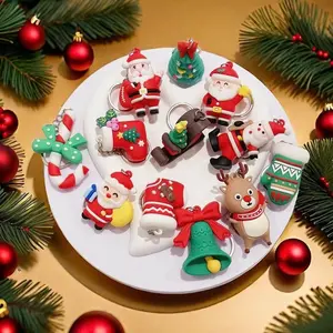 Christmas Keychain Set with Santa, Snowman & Reindeer – Cute Kawaii Bag Charm Accessories, Holiday Stocking Stuffer Gift for Kids & Girls
