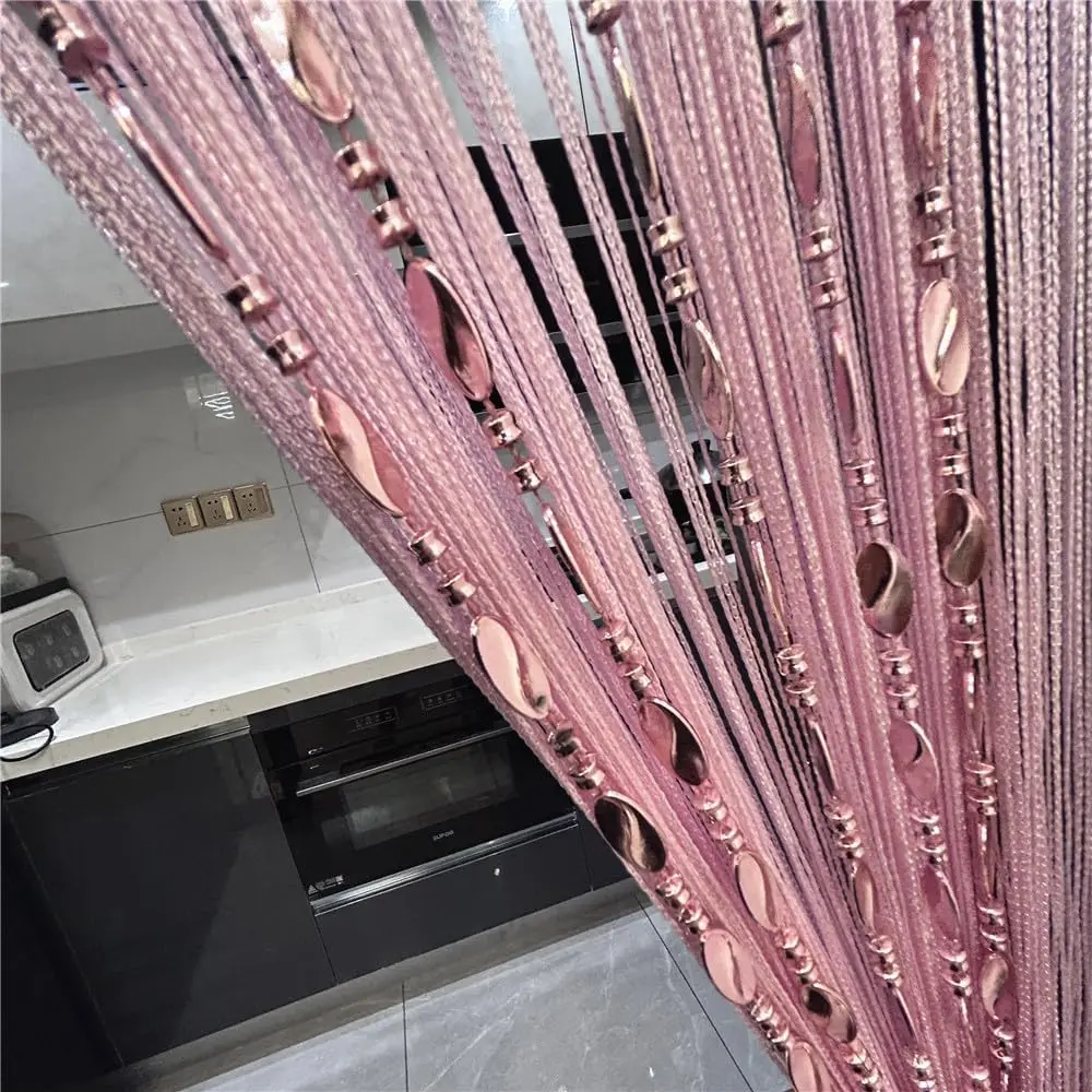 Synthetic Beaded Curtains (100cm×200cm/2m), Modern Decorative Fringe Tassel String Curtain - Window Blind, Room Divider, Party Decor for Cafe Shop (Pink25)