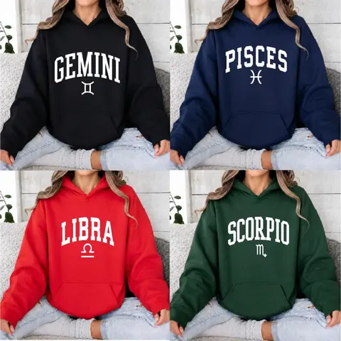 12 Zodiac Astrology Hoodie, Clean Minimal Graphic Pullover, Unisex Fleece Horoscope Hoodie for Men and Women, Cozy Celestial Outfit, Birthday Gift for Astrology Enthusiasts and Zodiac Lovers