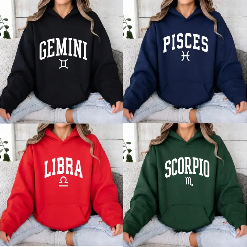 12 Zodiac Astrology Hoodie, Clean Minimal Graphic Pullover, Unisex Fleece Horoscope Hoodie for Men and Women, Cozy Celestial Outfit, Birthday Gift for Astrology Enthusiasts and Zodiac Lovers