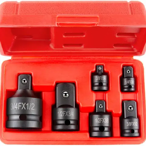 6 Piece impact Socket Adapter and Reducer Set, 1/4", 3/8", 1/2", 3/4" Chrome Vanadium Steel impact Ratchet/Socket Extension/Conversion Kit for automotive maintenance construction engineering