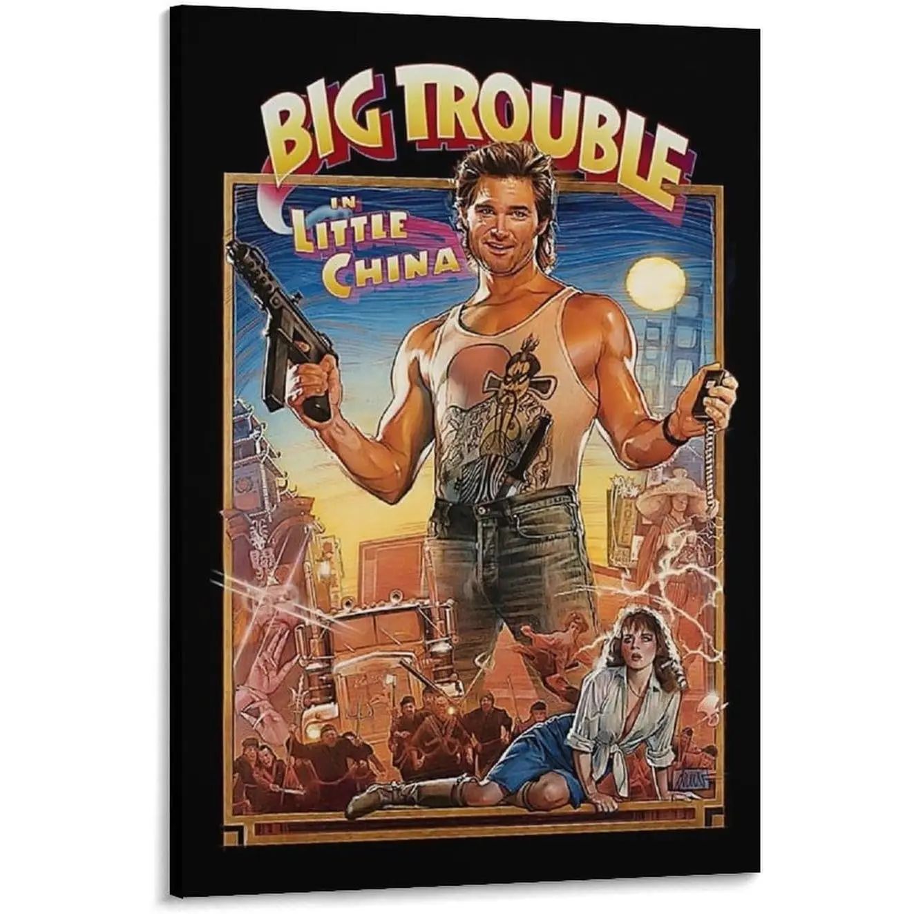 Big Trouble in Little China Dopamine Garnish 16x24 Inch Canvas Wall Art Poster - Colorful Gift Decoration for Living Room & Bedroom Decor Photo Ornaments Artistic Print