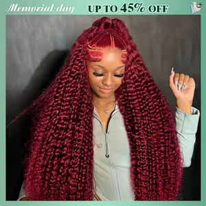 CheetahBeauty 200% Density 99J Burgundy/Natural Black/T1B/4/27/FB30 Highlight Deep Wave Human Hair Wig 13x6 HD Transparent Lace Front Remy Hair Wigs Pre Plucked Brazilian Deep Wave Human Hair Wig For Women #tiktokshopmemorialday #weeklydeals