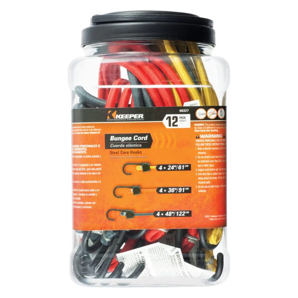 Keeper 8895617 Bungee Cord Set, Assorted - 12 per Case, Pack of 4