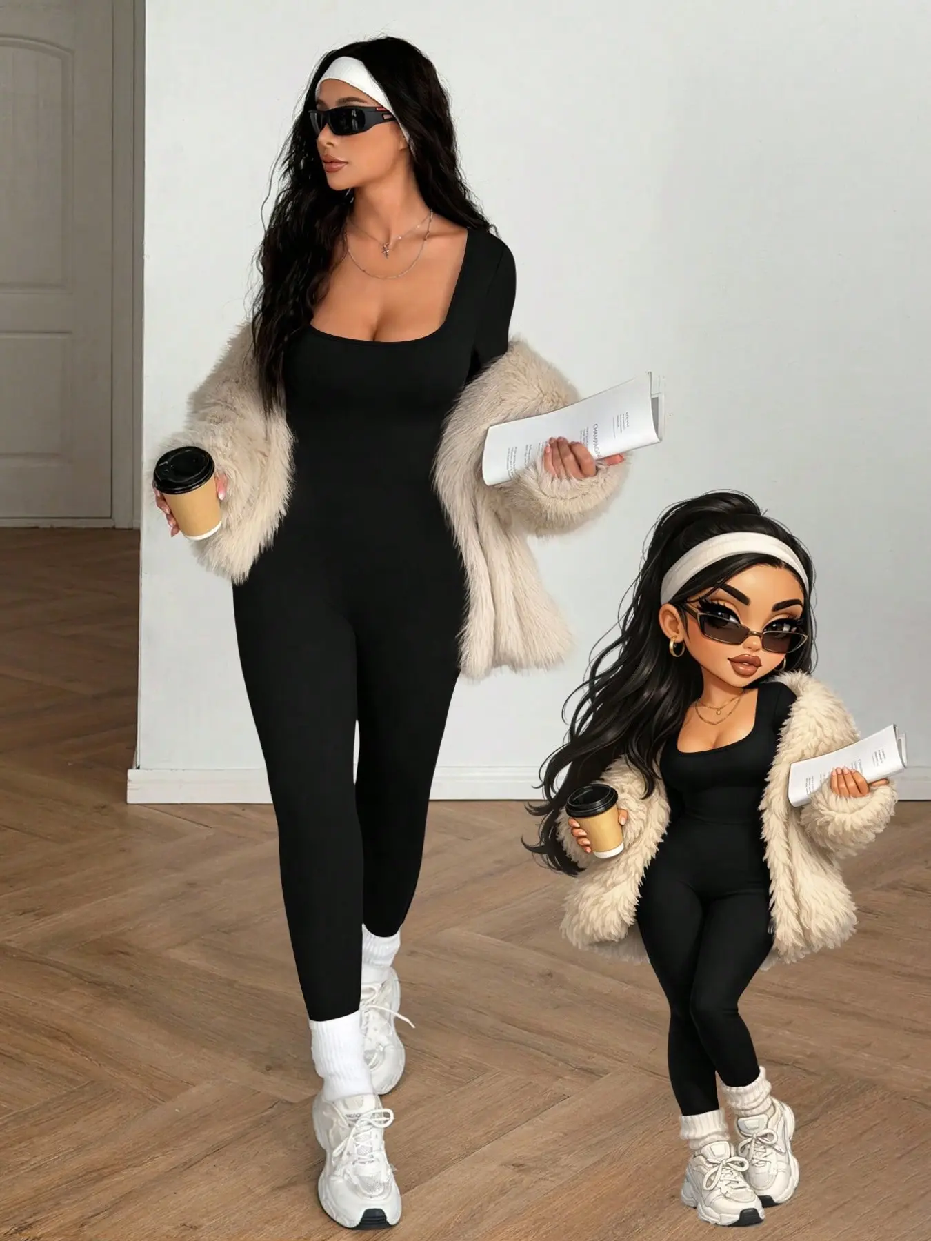 Women's Backless Long Sleeve Romper, Bodycon Slim Fit High Waist, Deep V Neck, Street Style, Casual, All Seasons, Fashionable Blogger, Womenswear