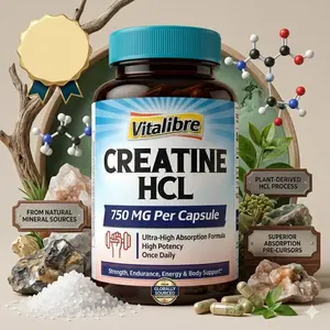 Creatine HCl Capsules 750mg, High Absorption Creatine Hydrochloride for Strength, Energy & Endurance, Fast Absorbing Formula, Once Daily, 90 Capsules