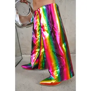 Resara Pointy Toe Metallic Knee-High Boots - Multi